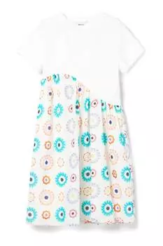 Вырезное платье с принтом Desigual, белый