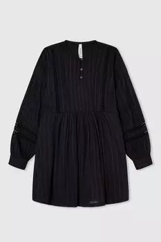 Вырезное платье с разрезом на пуговицах Pepe Jeans London, черный