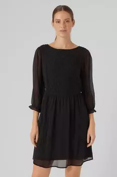 Вырезное платье с воздушными рукавами Vero Moda, черный