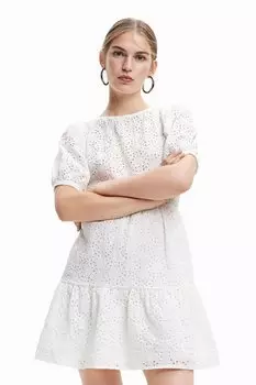 Вырезное платье с вырезом на спине Desigual, белый