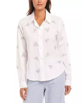 Вышитая бисером рубашка Karen Kane, слоновая кость/кремовый