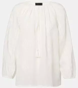 Вышитая блуза из рами Nili Lotan, слоновая кость