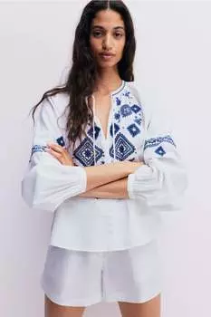 Вышитая блузка H&M, белый