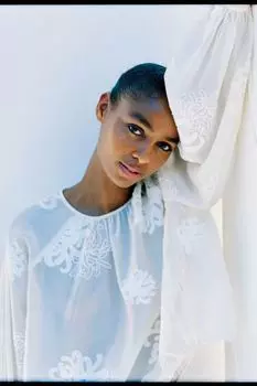 Вышитая блузка H&M, бежевый