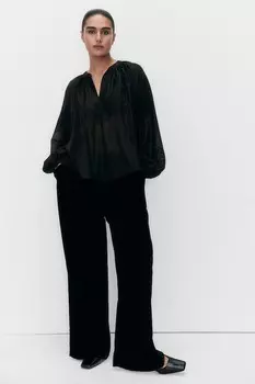 Вышитая блузка H&M, черный