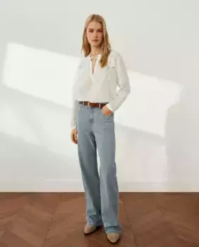 Вышитая блузка-поло Southern Cotton, белый