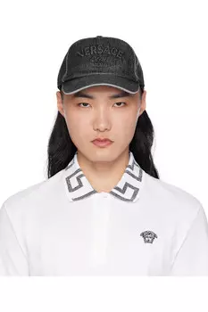 Вышитая джинсовая кепка Versace, черный