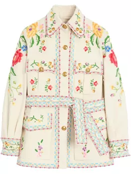 Вышитая джинсовая куртка Valentino Garavani, белый