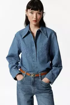 Вышитая джинсовая рубашка & Other Stories, синий