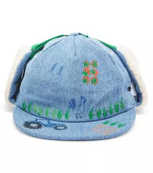 Вышитая джинсовая шапка Stella Mccartney Kids, светло-синий
