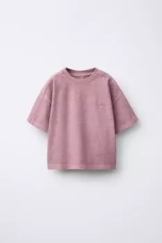 Вышитая футболка с эффектом выстиранной пальмы ZARA, фиолетовый