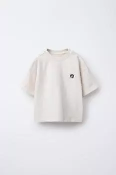 Вышитая футболка с эффектом выстиранной пальмы ZARA, экрю