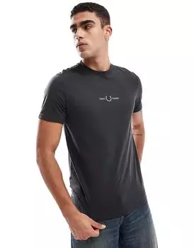 Вышитая футболка серого цвета Fred Perry
