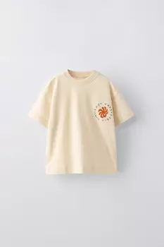 Вышитая футболка ZARA, экрю