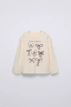 Вышитая футболка ZARA, экрю