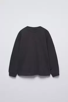 Вышитая футболка ZARA, темный антрацит