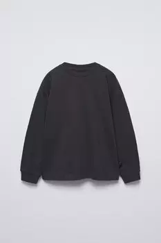 Вышитая футболка ZARA, темный антрацит