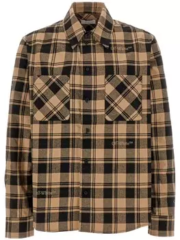 Вышитая хлопковая рубашка Off-White, нейтральный цвет