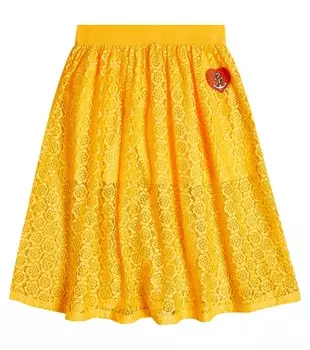 Вышитая кружевная юбка Mini Rodini, желтый