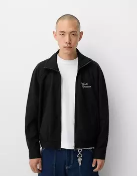 Вышитая куртка Bershka, черный