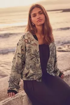 Вышитая куртка бомбер Next, золотой