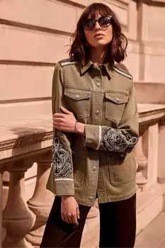 Вышитая куртка Mint Velvet, зеленый