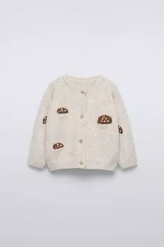 Вышитая куртка с грибами ZARA, светло-бежевый