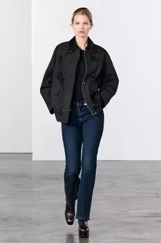 Вышитая куртка ZARA, черный