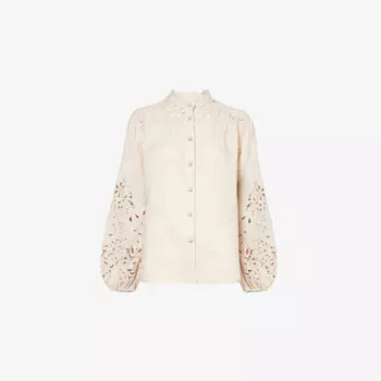 Вышитая льняная блузка Wylie Zimmermann, бежевый
