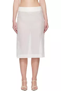 Вышитая миди-юбка из органзы Rhe, белый