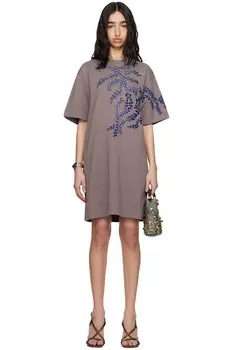 Вышитая мини-юбка Dries Van Noten, цвет smoke