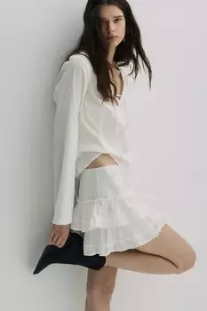 Вышитая многоярусная юбка H&M, бежевый