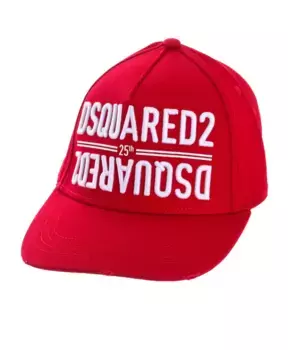 Вышитая мужская кепка с рваным козырьком Dsquared2, красный