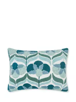 Вышитая подушка с цветочным мотивом 35х50см Coincasa, голубой