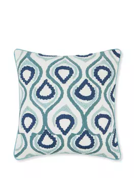 Вышитая подушка с геометрическим узором 45х45см Coincasa, синий