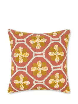 Вышитая подушка с мотивом майолики 45х45см Coincasa, темно-фиолетовый