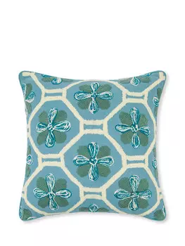 Вышитая подушка с мотивом майолики 45х45см Coincasa, голубой