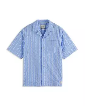 Вышитая полосатая рубашка свободного кроя Scotch & Soda, синий