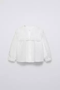 Вышитая романтическая рубашка ZARA, белый