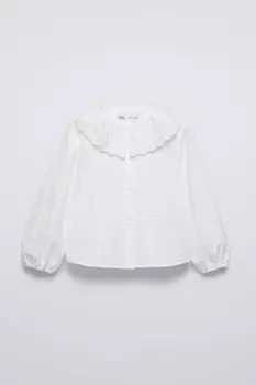 Вышитая романтическая рубашка ZARA, белый