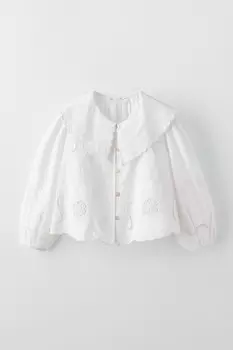 Вышитая романтическая рубашка ZARA, белый