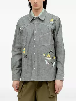 Вышитая рубашка Brain Dead, серый