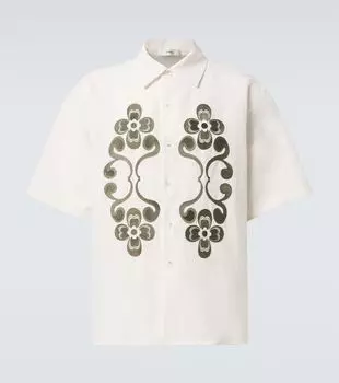 Вышитая рубашка для боулинга Reflection Commas, Flax/Green