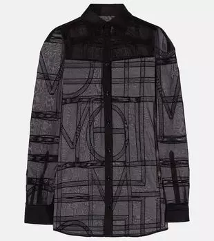 Вышитая рубашка из хлопка и шёлка вуаль Toteme, черный