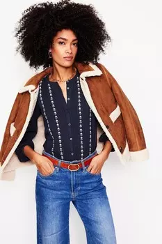 Вышитая рубашка Марина Boden, синий