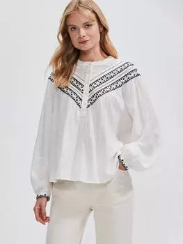 Вышитая рубашка с кокеткой Ro&Zo, белый