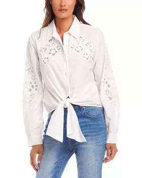 Вышитая рубашка с завязкой спереди Karen Kane, слоновая кость/кремовый