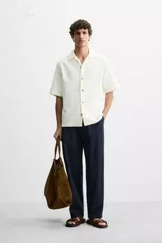 Вышитая рубашка свободного покроя ZARA, экрю