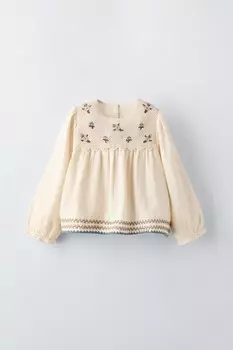 Вышитая рубашка ZARA, экрю