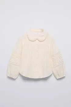 Вышитая рубашка ZARA, экрю